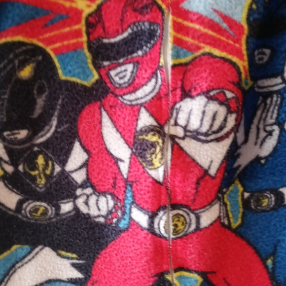 A) Power Ranger Red and Blue Kids Footie Pajamas - Picture 5 of 9